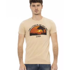 Short Sleeve T-shirt with Round Neck and Front Print L Men