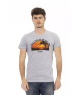 Short Sleeve T-shirt with Round Neck and Front Print M Men