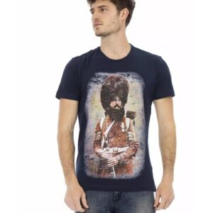 Short Sleeve T-shirt with Round Neck and Front Print L Men