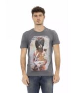 Short Sleeve T-shirt with Round Neck - Front Print L Men