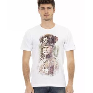 Short Sleeve Round Neck T-shirt with Front Print L Men