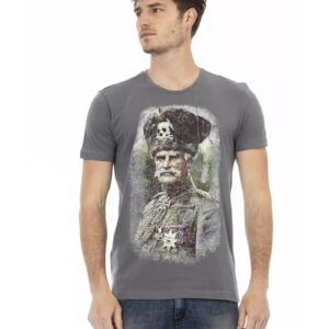 Short Sleeve T-shirt with Round Neck and Front Print L Men