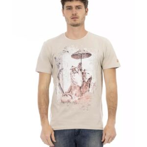 Front Print Short Sleeve T-shirt with Round Neck L Men