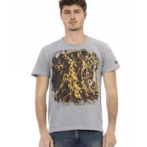 Short Sleeve T-shirt with Round Neck and Front Print L Men