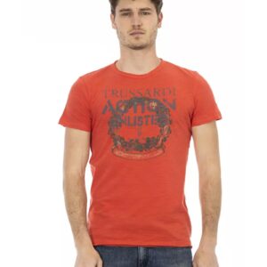 Front Print Short Sleeve T-Shirt with Round Neck L Men