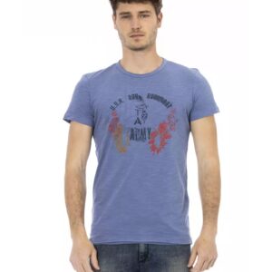 Short Sleeve T-shirt with Round Neck and Front Print L Men