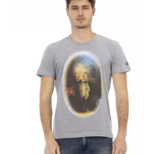 Short Sleeve T-shirt with Round Neck and Front Print L Men