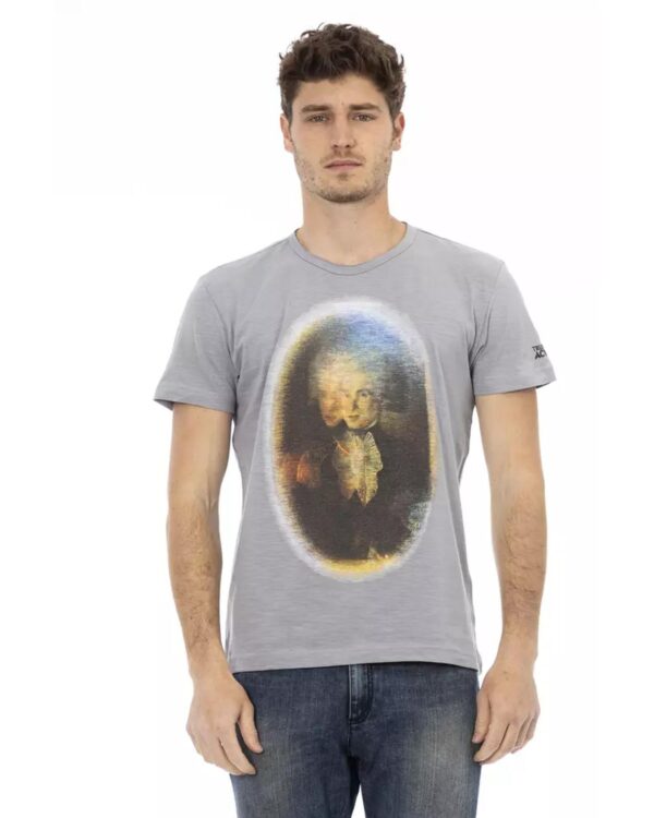 Short Sleeve T-shirt with Round Neck and Front Print L Men