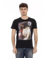 Short Sleeve T-shirt with Round Neck and Front Print 3XL Men