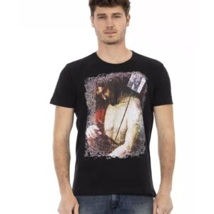 Short Sleeve T-shirt with Round Neck and Front Print 3XL Men