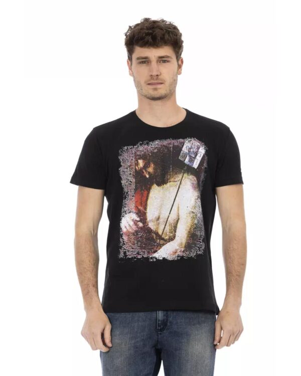 Short Sleeve T-shirt with Round Neck and Front Print XL Men