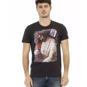 Short Sleeve T-shirt with Round Neck and Front Print L Men