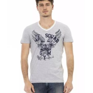 Front Print V-Neck T-shirt L Men