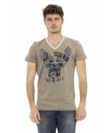 Short Sleeve T-shirt with V-neck and Front Print XL Men