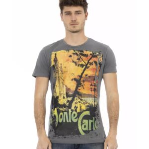 Short Sleeve T-Shirt with Round Neck and Front Print L Men