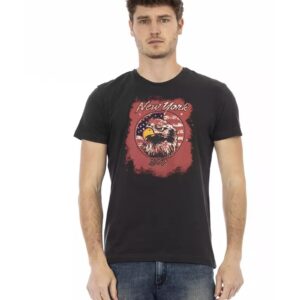 Short Sleeve T-shirt with Round Neck and Front Print L Men