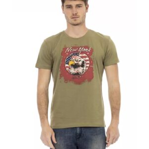 Short Sleeve T-shirt with Round Neck and Front Print L Men