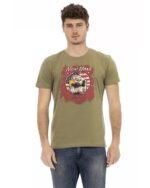 Short Sleeve T-shirt with Round Neck and Front Print 2XL Men