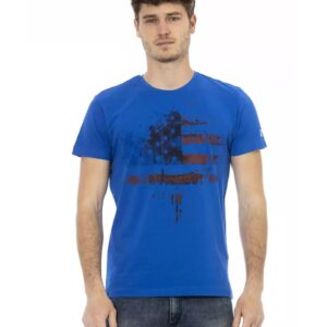 Short Sleeve T-shirt with Round Neck and Front Print 3XL Men