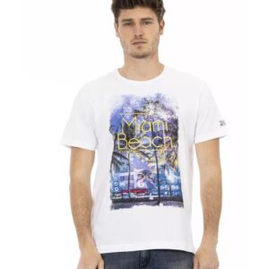 Front Print Short Sleeve T-shirt with Round Neck 3XL Men