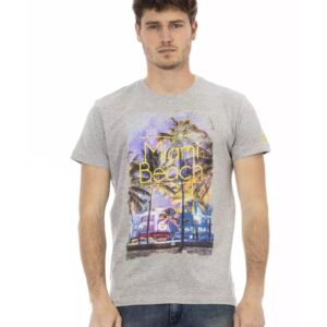 Short Sleeve T-shirt with Round Neck and Front Print L Men