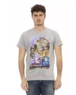 Short Sleeve T-shirt with Round Neck and Front Print M Men