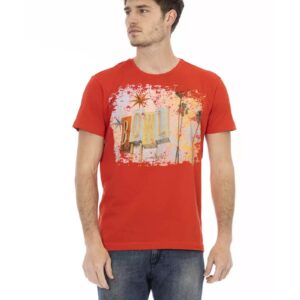 Front Print Short Sleeve T-shirt with Round Neck L Men