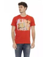 Front Print Short Sleeve T-shirt with Round Neck M Men