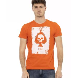 Short Sleeve T-shirt with Round Neck and Front Print L Men