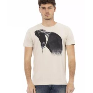 Short Sleeve T-shirt with Round Neck - Front Print L Men