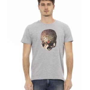 Round Neck Short Sleeve T-shirt with Front Print L Men