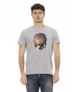 Round Neck Short Sleeve T-shirt with Front Print M Men