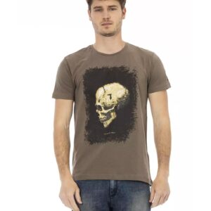 Short Sleeve Round Neck T-shirt with Front Print L Men