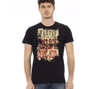 Front Print Short Sleeve T-shirt with Round Neck M Men