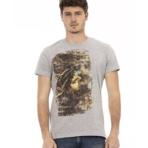 Short Sleeve T-shirt with Round Neck and Front Print L Men