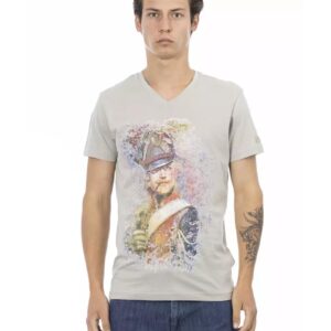 Short Sleeve T-shirt with V-neck and Front Print L Men