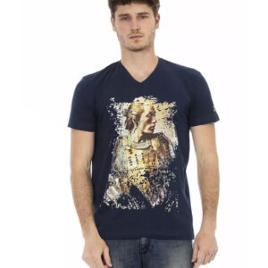 Short Sleeve T-shirt with V-neck and Front Print 3XL Men