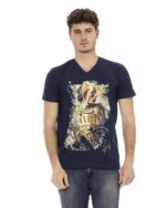 Short Sleeve T-shirt with V-neck and Front Print XL Men