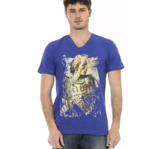 Short Sleeve V-Neck T-shirt with Front Print 3XL Men