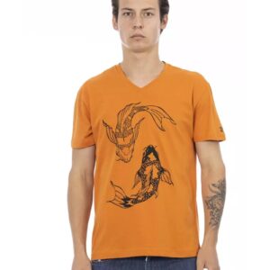 Short Sleeve V-Neck T-Shirt with Front Print 3XL Men