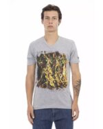 Short Sleeve V-Neck T-shirt with Front Print L Men