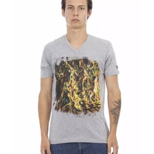 Short Sleeve V-Neck T-shirt with Front Print L Men