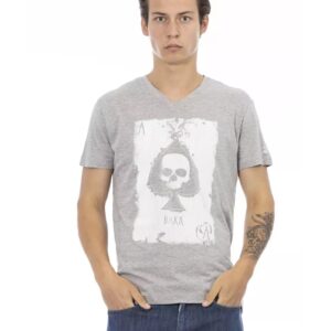 Short Sleeve T-shirt with V-neck and Front Print 3XL Men