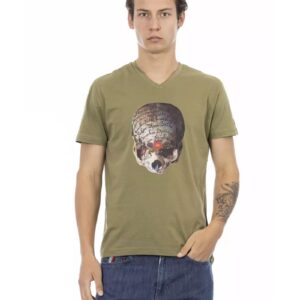 Short Sleeve T-shirt with V-neck and Front Print L Men