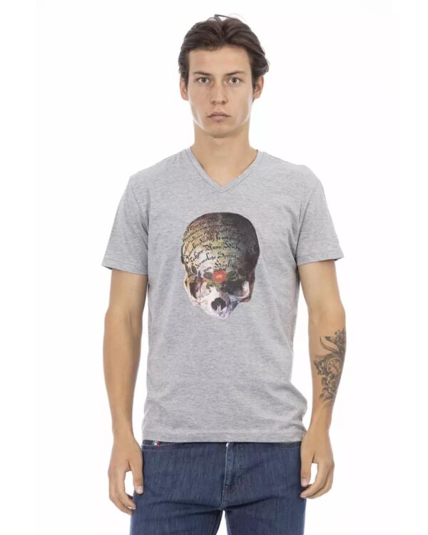 Front Print V-Neck Short Sleeve T-Shirt M Men