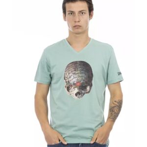 Front Print V-Neck Short Sleeve T-shirt L Men