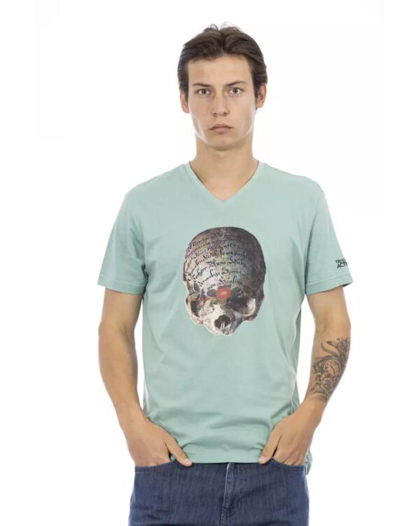 Front Print V-Neck Short Sleeve T-shirt L Men