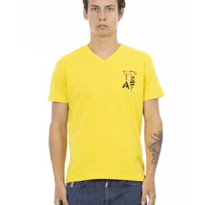 Short Sleeve V-Neck T-Shirt with Chest Print L Men