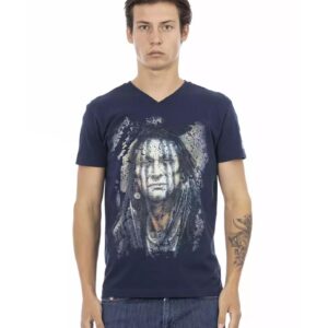 Front Print V-neck T-shirt L Men