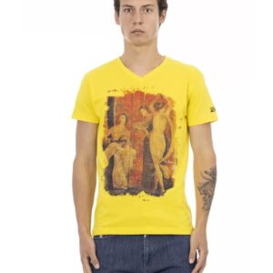 Front Print V-Neck Short Sleeve T-Shirt L Men